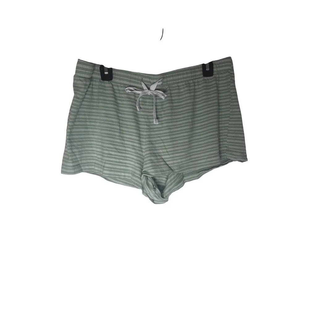 Calvin Klein Womens XL Sage Green White Striped Pajama Set Cami Shorts QP13910